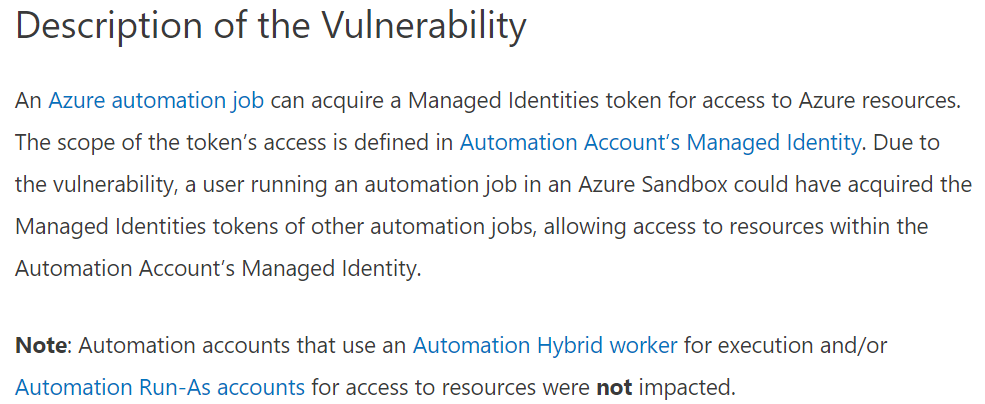 Azure Automation issue fixed: which allows anybody to take over your account