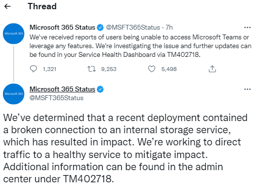 Microsoft Teams Outage 2022