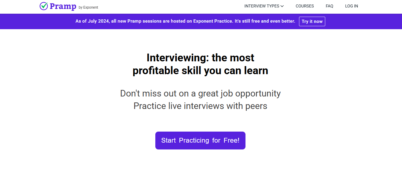 Pramp Pramp — Best AI Mock Interview for FAANG